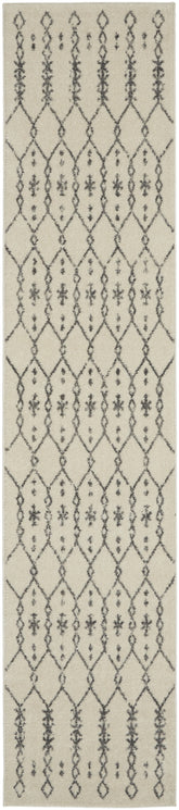 10' Gray Geometric Power Loom Runner Rug